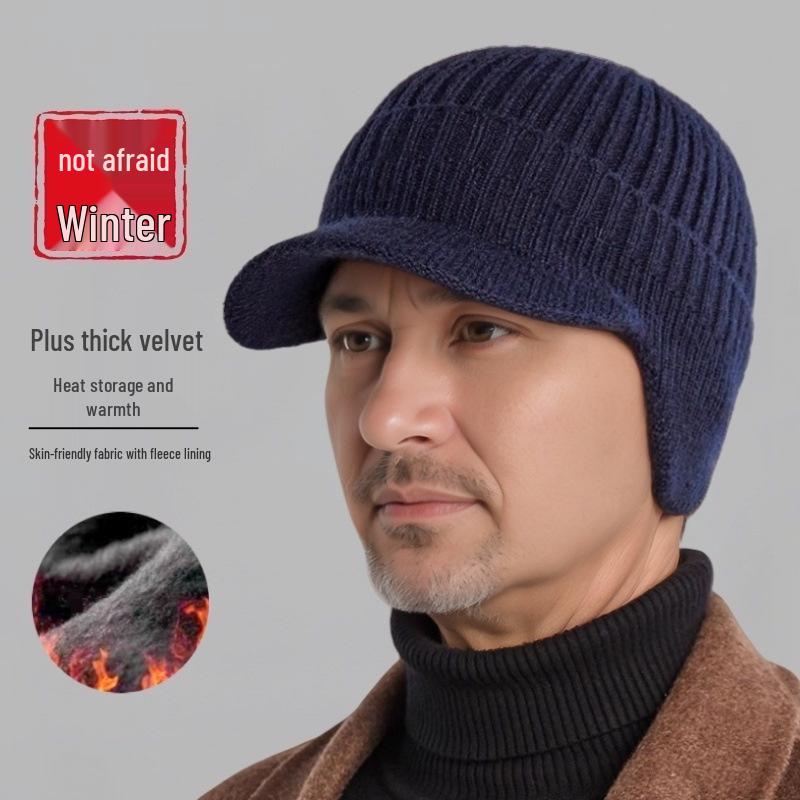 Men's Winter Ear Protection Knitted Wool Hat for Middle-aged and Elderly