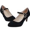 Women's 50mm Velvet Toe Ankle Strap Slingback Mary Jane Shoes Pumps High Heels Pump Party Shoe