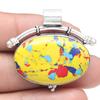 Pendant Mosaic Jasper Gemstone Handmade Gift For Her Silver Jewelry 1.5"
