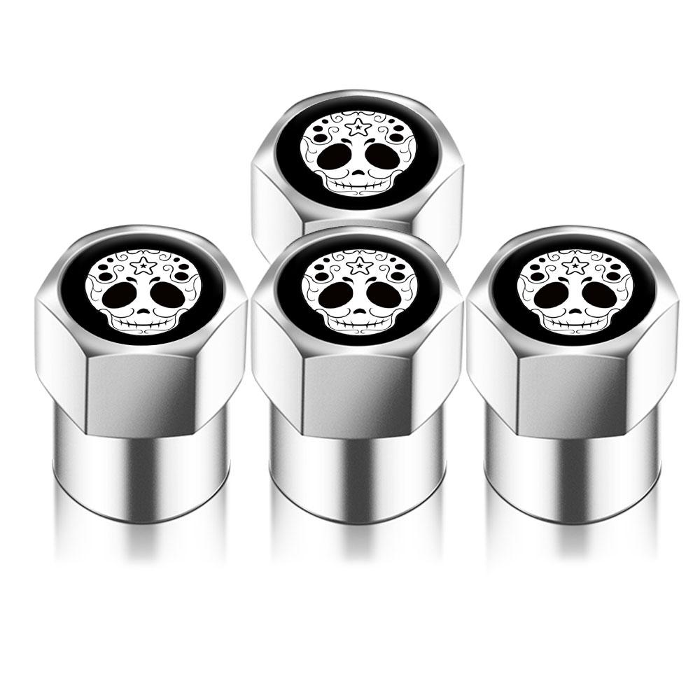 4 STKS Universele DIY Auto Wiel Band Luchtventiel Dopjes Steel Auto Stickers Voor Auto's Motor Auto Accessoires Decor Cadeau, Voor Schedel Stijl