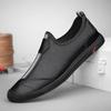 Men's Shoes 2025 Summer New Men's Thin Punching Breathable Hollow Leather Shoes Black One-pedal Lazy Casual Shoes