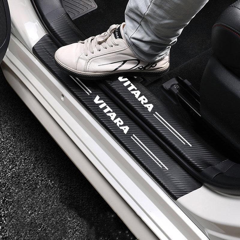 AAGK1 Carbon Fiber Car Sticker Car Door Trunk Protective Strip Anti Scratch Decal for Suzuki VITARA Logo Car Accessories