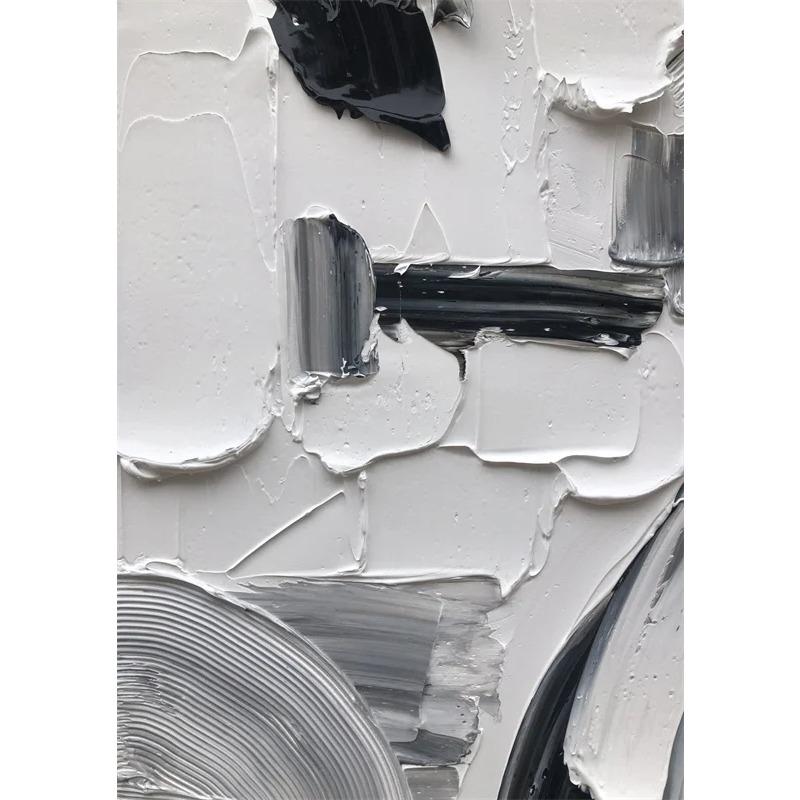 Abstract Wall Art White Painting Poster Large Black And White Print White 3D Textured Wall Art Canvas Painting Living Room Decor