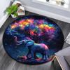 Elephant Galaxy Round Area Rug,Carpet Rug for Living Room Bedroom Sofa Playroom Decor,Non-slip Floor Mat