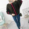 2022 neue Herbst Winter Frauen Pullover Pullover Streifen Kontrast Farbe Fledermaus Ärmel Strick Jumper Lose Kurze Tops Outwear Pull Femm