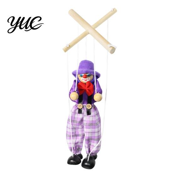 Classic Storytelling Puppet Wooden Clown Marionette Toy, Vintage Pull String with Movable Interactive Limbs, Handcrafted Theatre Toy for Kids
