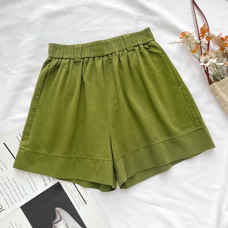 

DIMANAF Plus Size 2025 Summer Style Shorts Linen Basic Pants High Waist Women Pants Loose Casual Female Solid Trousers 2XL зелёный