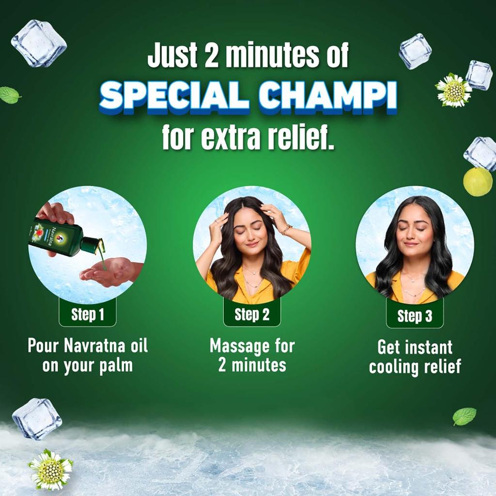 Navratna Extra Thanda Cool Body Oil Daily Stress Relief Refreshing Scalp Massage Herbal Blend For Relaxation 300 Ml