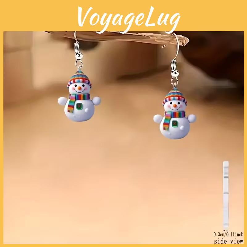 Acrylic Cartoon Snowman Earrings With Silver Studs For Casual Daywear