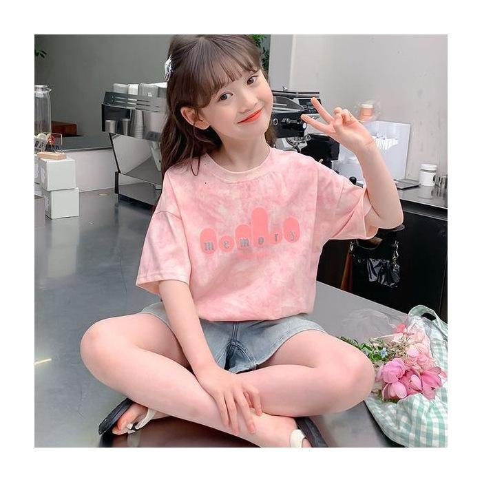 Girls Tie Dye Short Sleeve T Shirt Summer Stylish Top for Big Kids 100