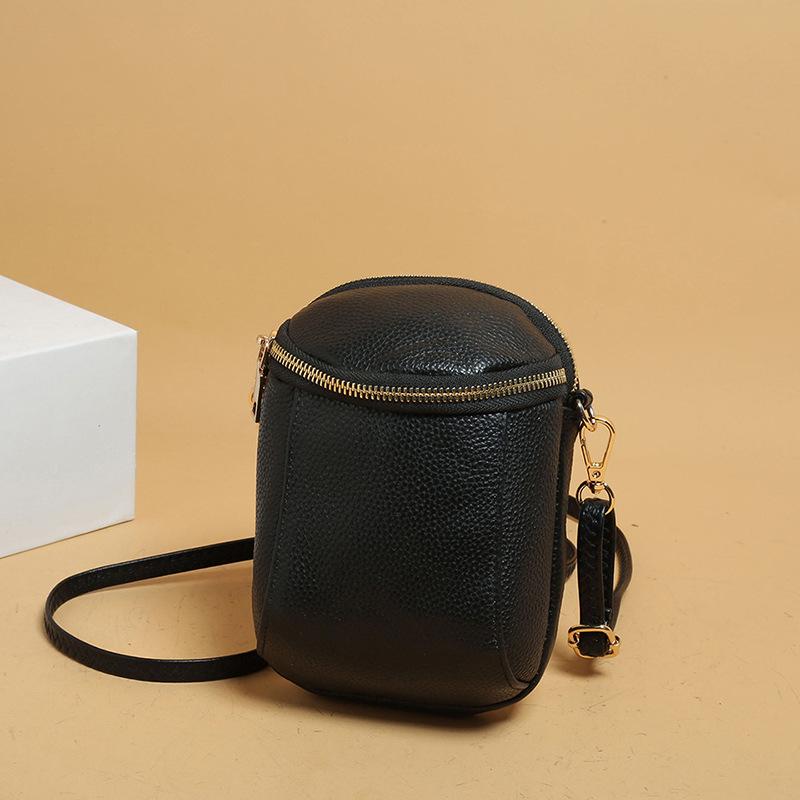 

Женская сумка из натуральной кожи Женская ретро-сумка для мобильного телефона Мини-сумка кроссбоди Маленькая сумка Стильная сумка на одно плечо чёрный