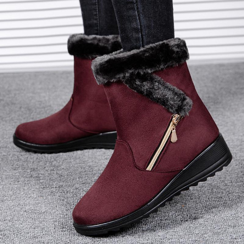 Fashion Women Winter Boots High-Top Zipper Platform Warm Plush Solid Color Snow Boot Fashion Shoes for Women Comfortable Zapatos Mujer
