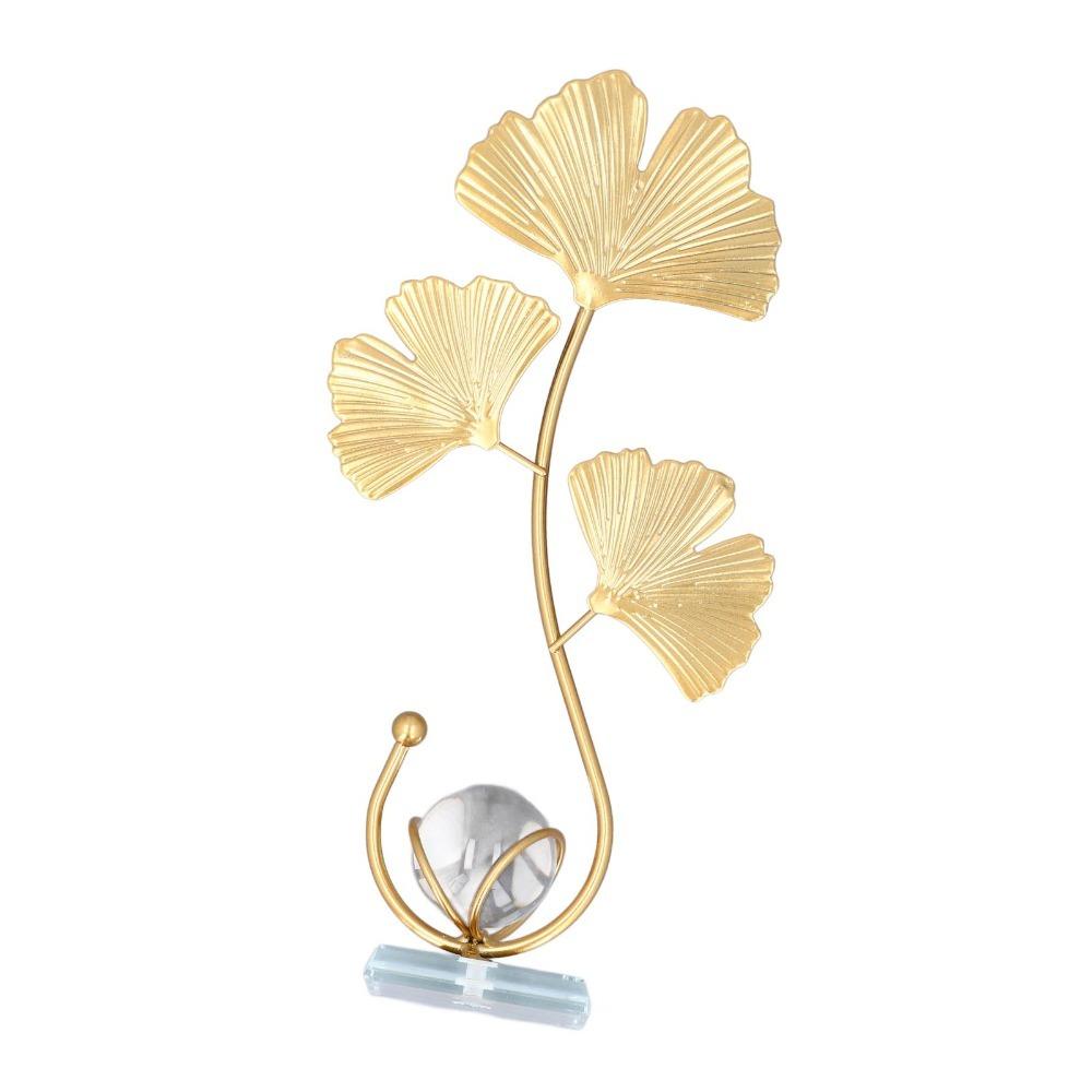 10in Nordic Desktop Display Decor Gold Metal Leaf Sphere Table Ornament  Entryway Console Display