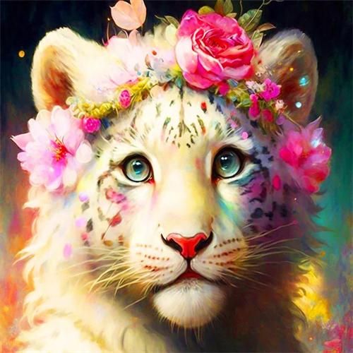 Pełny kwadratowy okrągły DIY diamentowy obraz zwierzęcy fantasy haft tygrys smok mozaika wystrój domu