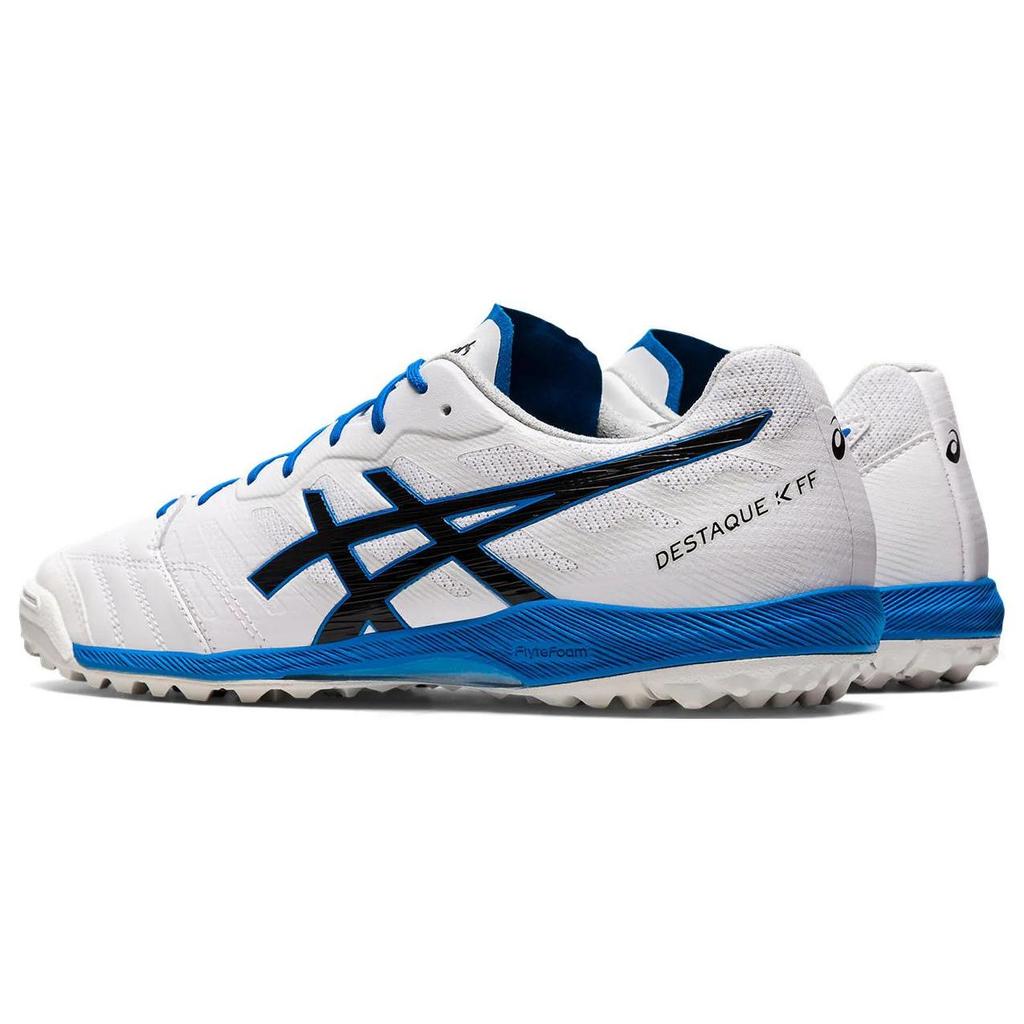 Asics Destaque K FF TF Artificial Grass Leather Soccer Shoes Men Soccer Shoes White Blue 1111A218-100