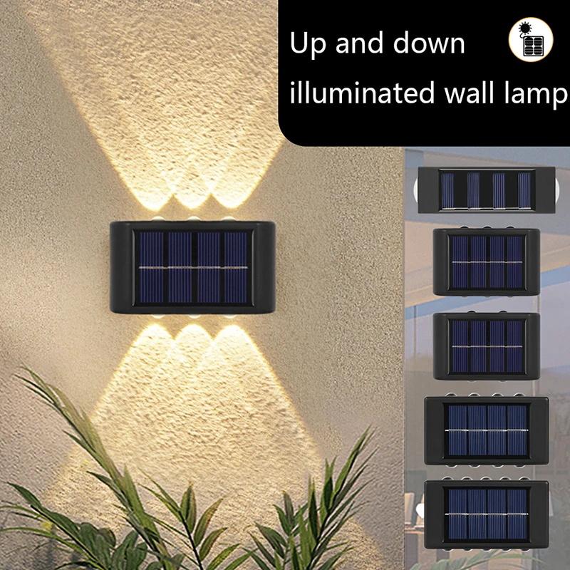 10/8/6/4LEDs Solar Wall Lamp Yard Street Decor Light Outdoor Waterproof Up and Down Luminous Lighting Garden Landscape Lamp