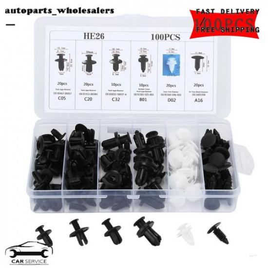 100x Befestigungs-Clips Set Kotflügelverkleidung Druck-Clips für Honda Auto US
