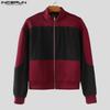 INCERUN Men Long Sleeve Stitching Zipper Up Texture Jackets Short Coats