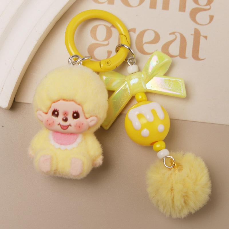 Llavero de M Beads Sentado con Flocado Llavero Lindo Joyería Colgante de Bolso de Moda Colgante Pequeño de Juego