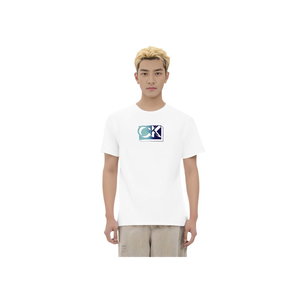 Calvin Klein Modern Casual Three-Dimensional Color Block Printed Cotton Short Sleeve T-Shirt Men Tops 40MC822