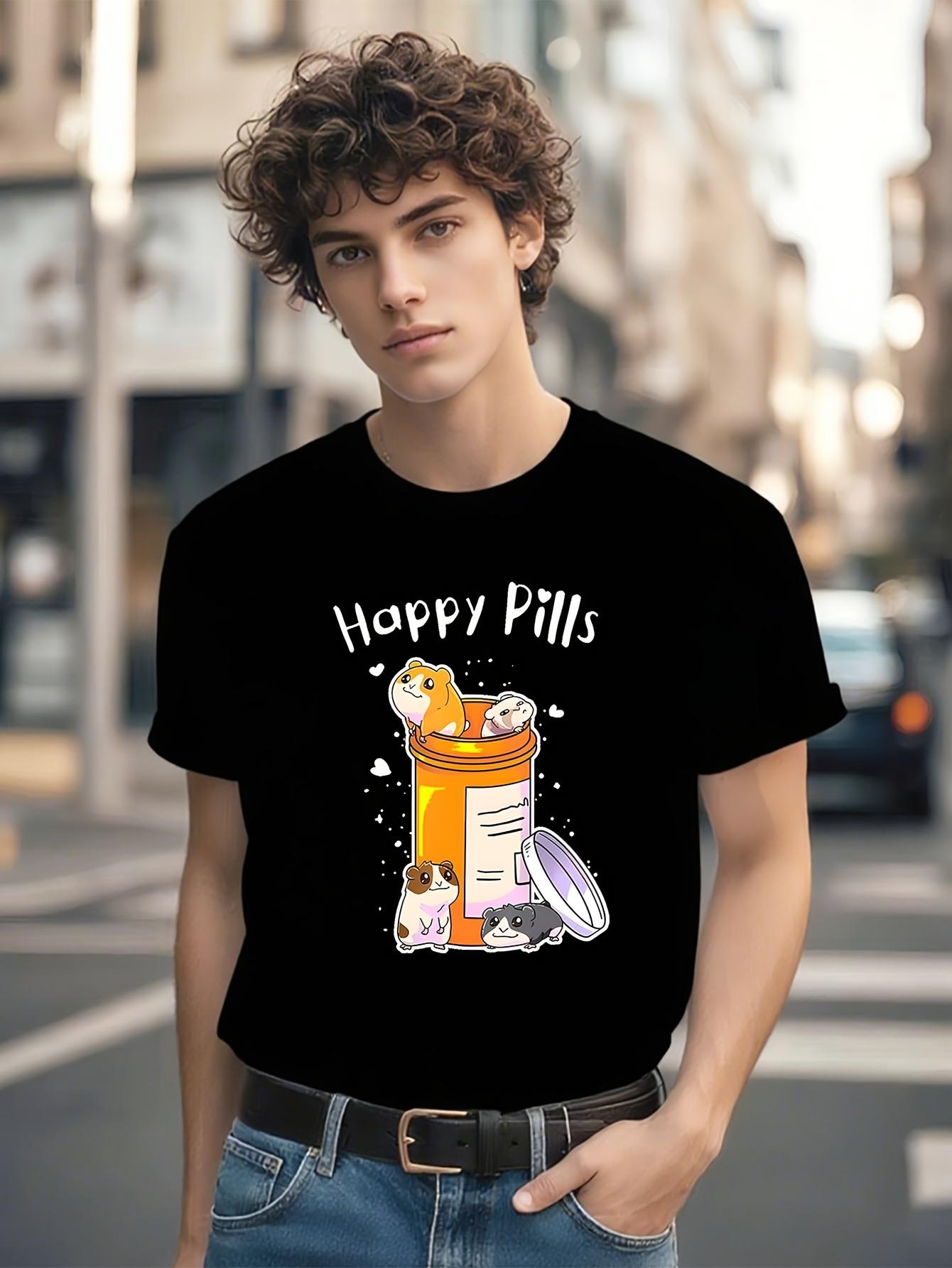 Happy Pills and Guinea Pig Anime Graphic Tshirt Graphic T... S