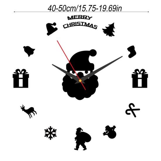 Yousheng Christmas Santa Claus Wall Clock Glow-in-the-dark Frameless Acrylic 3D Clock Silent Home Office Bedroom Living Room Digital Analog Clock