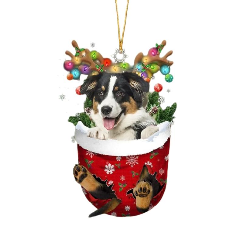 Festival Dog Hanging Charm Acrylic Dog Pendant Christmas Decoration Hanging Dog Ornament for Tree Adornment