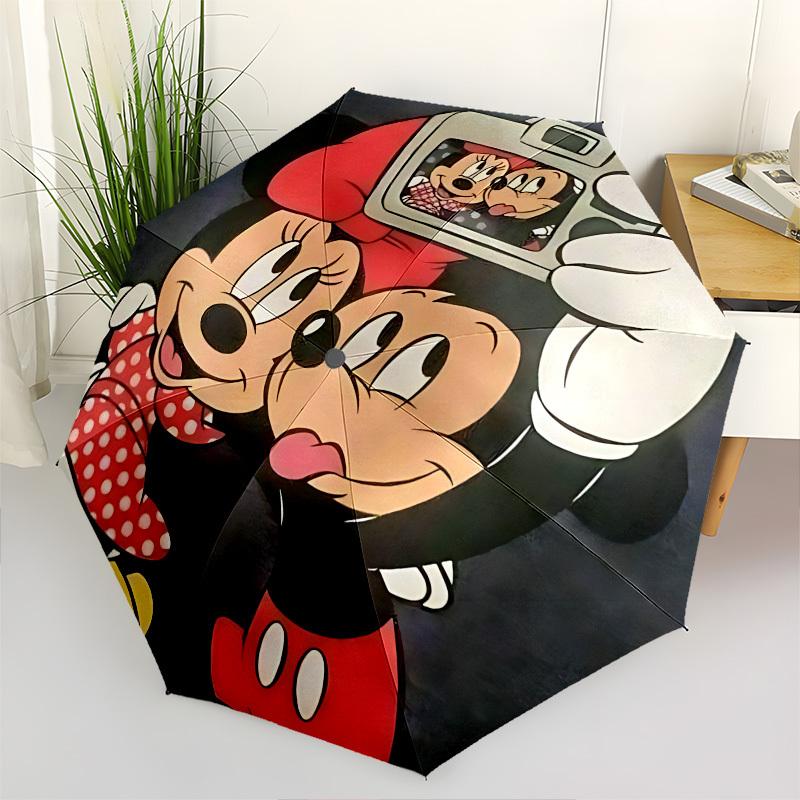 

Mickey Mouse, Minnie Mouse Themed Automatic Opening and Closing Umbrella, Brightly Colored 8-rib Portable Umbrella, Suitable for Men and Wom