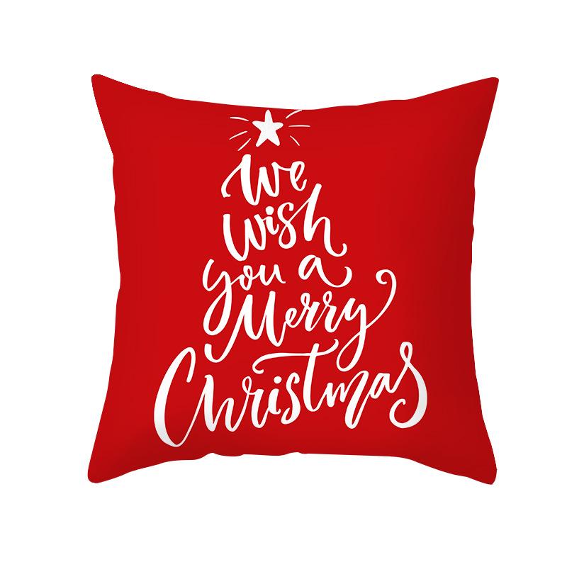 Plaid Christmas Pillow Cover Letter Christmas Tree Sofa Cushion Cover Peach Skin Cushion Home