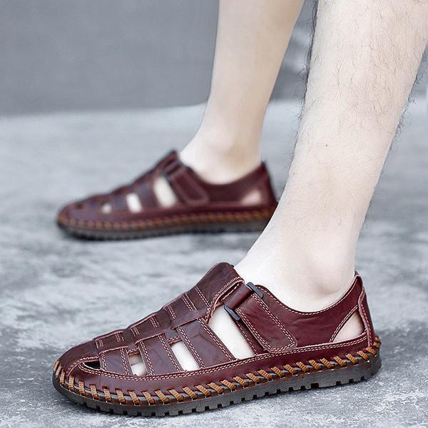 Sandalias de cuero hueco de verano para hombre transpirables zapatos de  cuero vintage casuales al aire libre vadeando mocasines zapatillas de playa  comprar a buen precio — entrega gratuita, reseñas reales con
