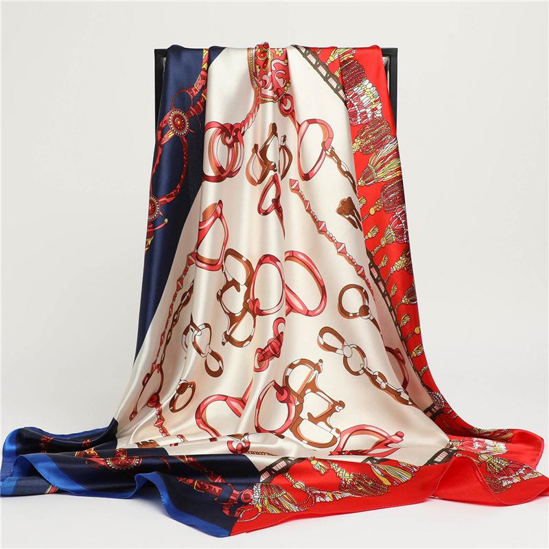 

90 * 90 см новый шелковый шарф женский весенне-летний декоративный шарф солнцезащитный дорожный платок осенне-зимний шарф тонкий выпуск 90*90cm