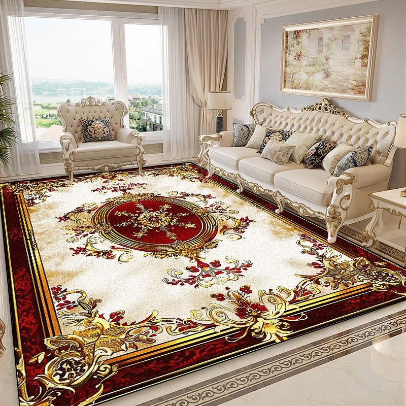 Luxurious Retro Rugs for Living Room European Style Sofa Area Non-Slip Floor Mat Bedroom Cloakroom Soft Carpet