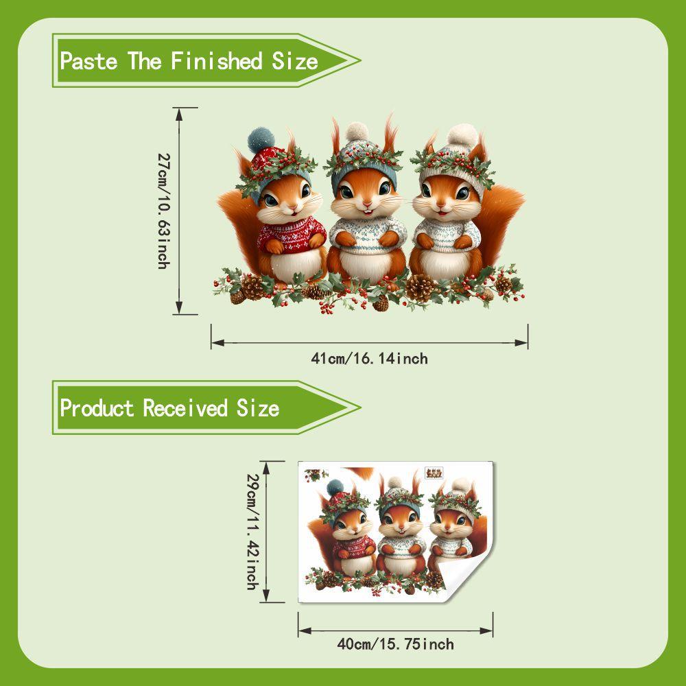 

Electrostatic Cartoon Christmas Squirrel Electrostatic Adsorption Glue-free Glass Stickers Are Used for Christmas Decoration 30*40cm