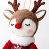 Cartoon Christmas Reindeer Hanging Decoration with Short-Pile Fabric, Finished Edges, and Holiday Artwork for Branch Displays