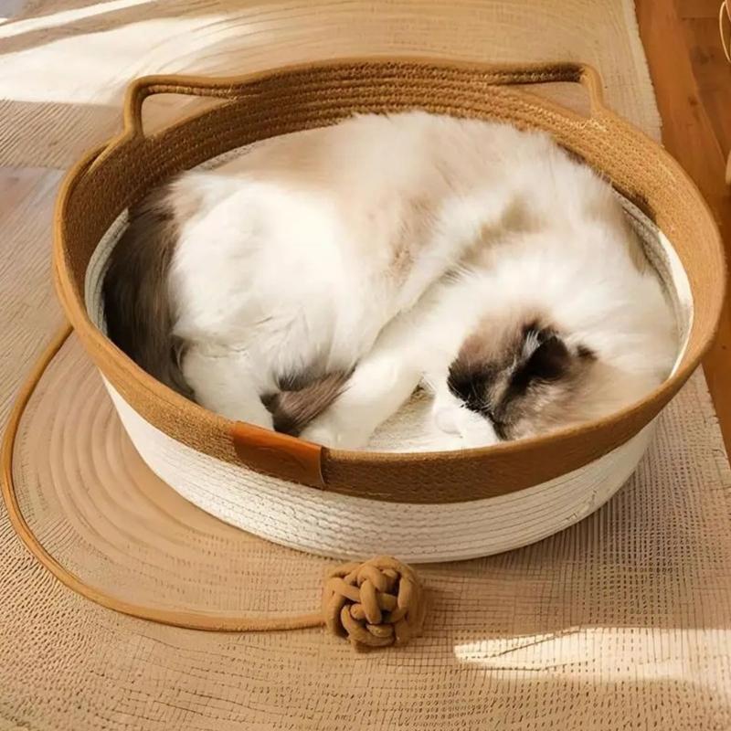 Cats Play Basket Bed Stylish Nest for Small Puppy Kittens Cartoon Kittens Mat Pet Bed Scratch Resistant for Household