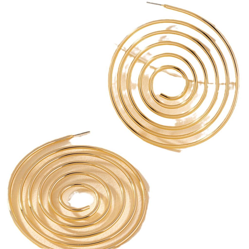 Mosquito Coil Plate Earrings, Women'S Retro Style, Geometric Fashion, Exaggerated Face, Thin Earrings