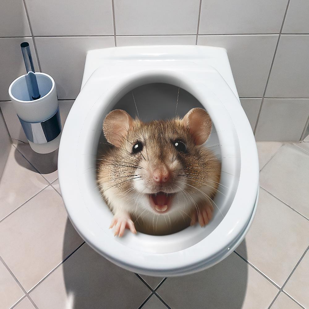 Cute and Realistic Hamster Bathroom Toilet Decoration and Beautification Stickers