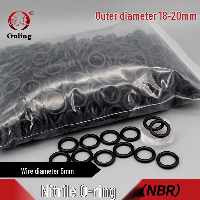Nitrile O-Ring, 18/20 OD x 5mm, Waterproof, Shock Absorbing, Oil & Wear Resistant Seal. OD 18mm x 5mm (50 pcs) Black Nitrile O-Ring