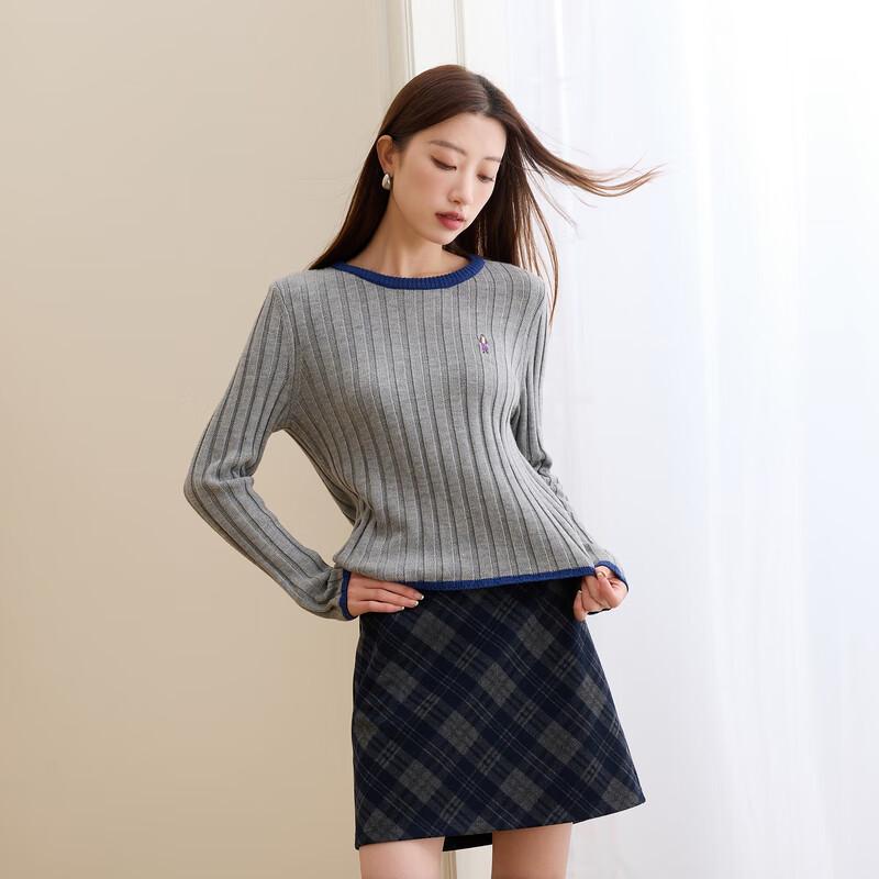 

Sancai Plus Size Embroidered Color-Block Knit Sweater 2XL