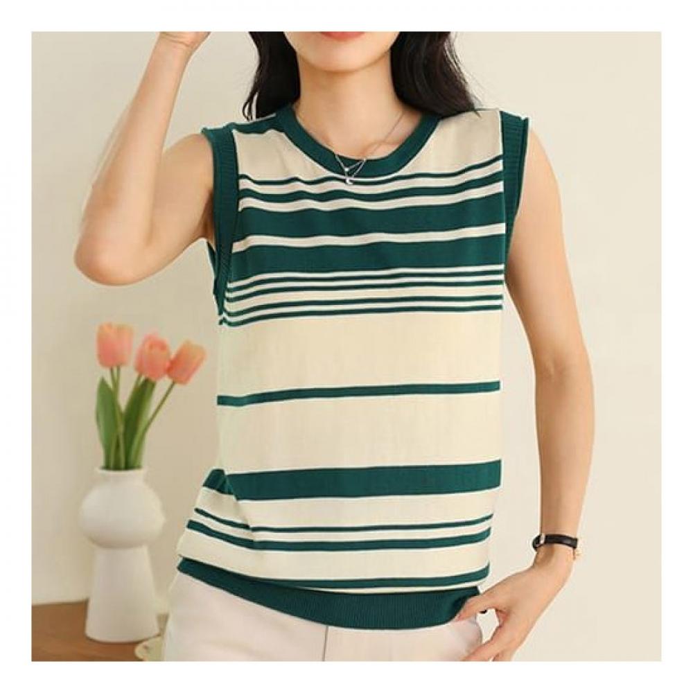 Navava Casual Striped Sleeveless Knit Nk2060
