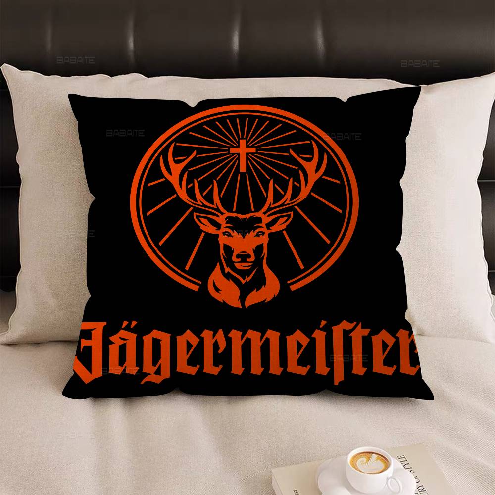 

J-Jagermeisteres Logo Pattern Pillow Gift Home Office Decoration Pillow Bedroom Sofa Car Cushion CoverPillow Case 12x12Inch