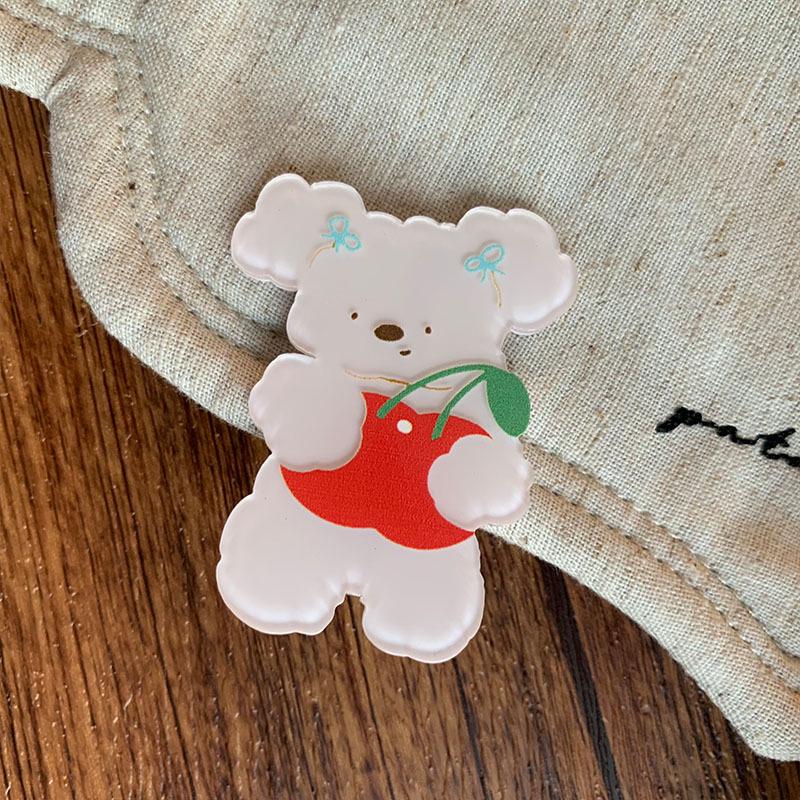 Mädchenhaftes Cartoon Teddybär Acryl Haarspangen Set - Feenhafte Haarnadeln und Pony-Accessoires.