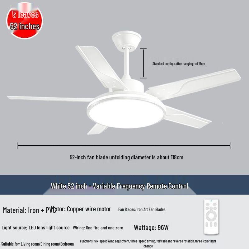 Ultra-thin Silent Ceiling Fan with Light - High Airflow for Living Room, Dining Room, Bedroom