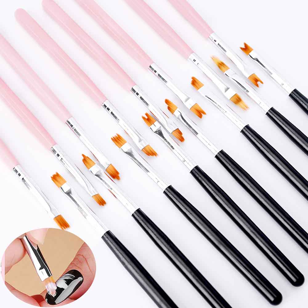 8pcs/set Black Acrylic Nail Art Painting Pens for Nail Design Soft Slender Brush Gradient Gel Drawing DIY Brush Manicure Tool