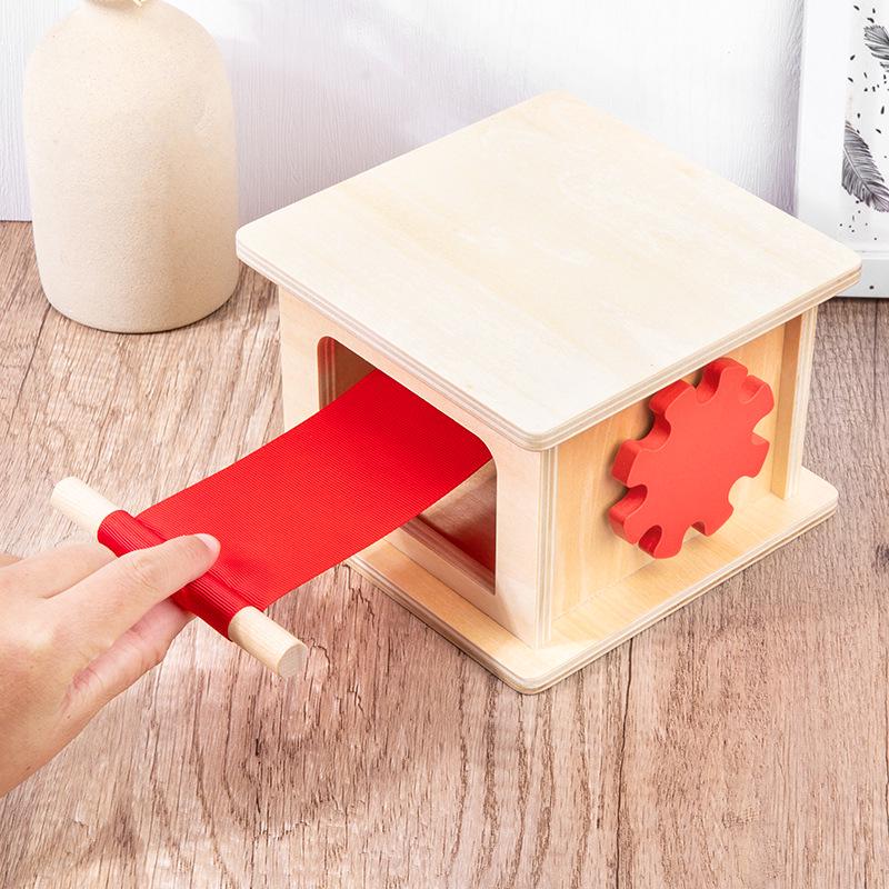 Montessori Wooden Drawer Box Early Education Textile Drum Pressure Ball and Puzzle Toys for Kindergarten