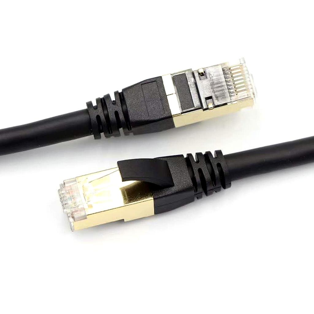 Cat8 Ethernet Cable High Speed Network Cable 40Gbps 2000Mhz  Shielded Twisted Pair  Gold Plated RJ45 Interface Black 3m