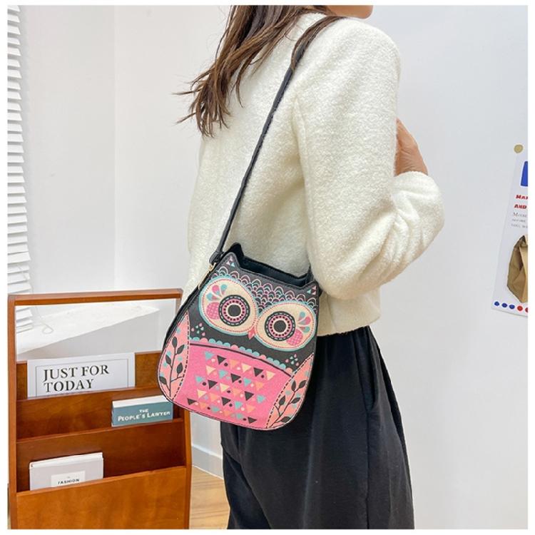 Cartoon Owl Crossbody Bag for Women Small Messenger Bag PU Leather Shoulder Bag