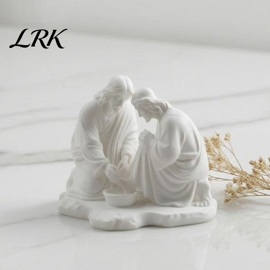 Small Desktop Religious Figurines 3D Printed Foot Washing Figurine Ornament, Statue, Premium Interior Ornaments Spiritual Table Decoration for