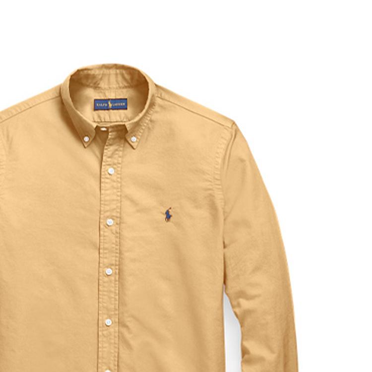 Polo Ralph Lauren FW21 Logo Embroidered Oxford Long Sleeve Shirt Men shirts Yellow MNPOWOV16821787-260