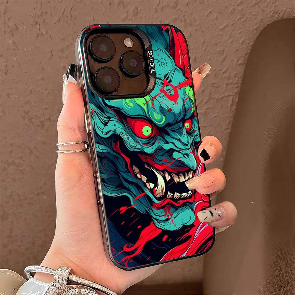 Japan Ghost Face Samurai Phone Case For iPhone 16 15 14 13 12 11 Pro Max X XR XS MAX Matte Shockproof Back Anti Fall Matte Cover